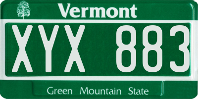 VT license plate XYX883