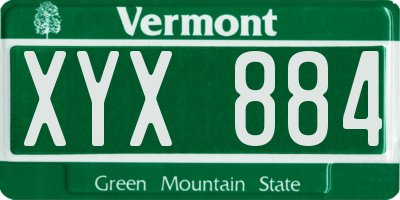 VT license plate XYX884