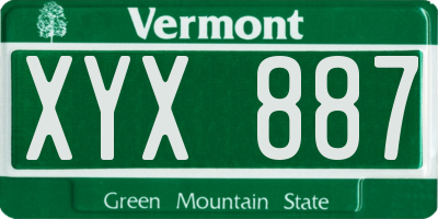 VT license plate XYX887
