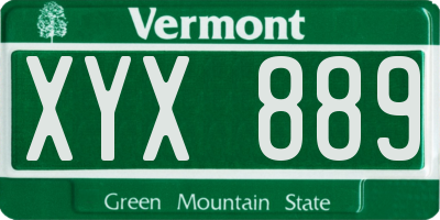 VT license plate XYX889