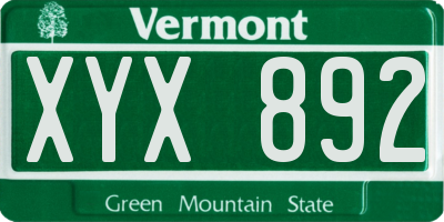 VT license plate XYX892