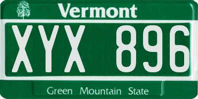 VT license plate XYX896