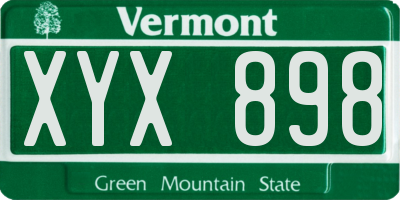 VT license plate XYX898