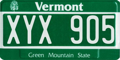VT license plate XYX905
