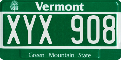 VT license plate XYX908