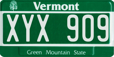 VT license plate XYX909