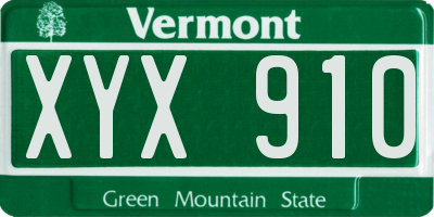 VT license plate XYX910