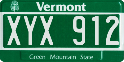 VT license plate XYX912