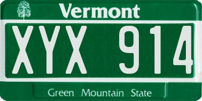 VT license plate XYX914