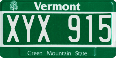 VT license plate XYX915