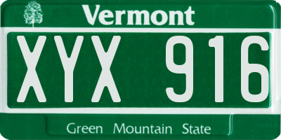 VT license plate XYX916