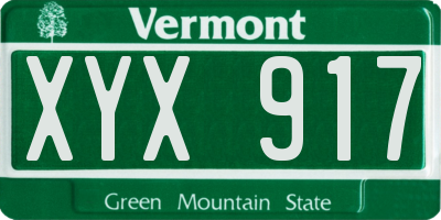 VT license plate XYX917