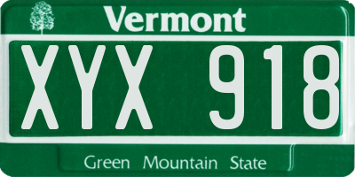 VT license plate XYX918