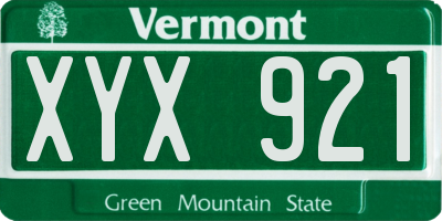 VT license plate XYX921