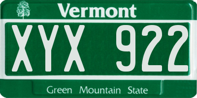 VT license plate XYX922