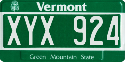 VT license plate XYX924