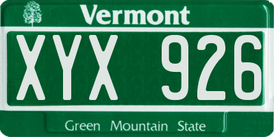 VT license plate XYX926