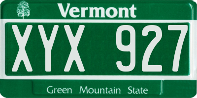 VT license plate XYX927