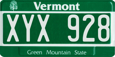 VT license plate XYX928