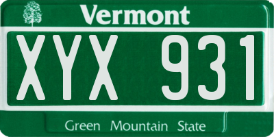 VT license plate XYX931
