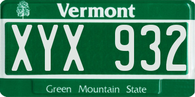 VT license plate XYX932