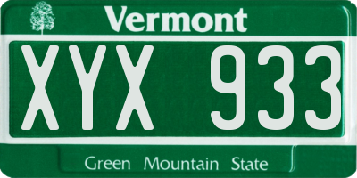 VT license plate XYX933