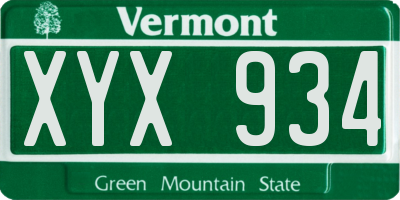 VT license plate XYX934