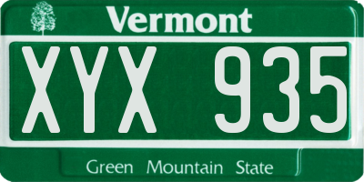 VT license plate XYX935