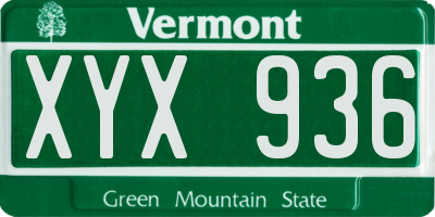 VT license plate XYX936
