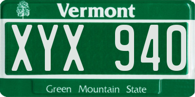 VT license plate XYX940
