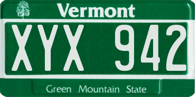 VT license plate XYX942