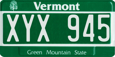 VT license plate XYX945