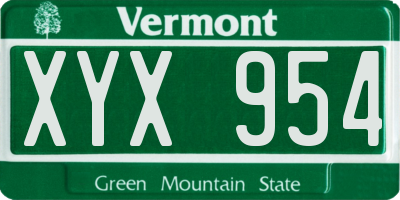 VT license plate XYX954