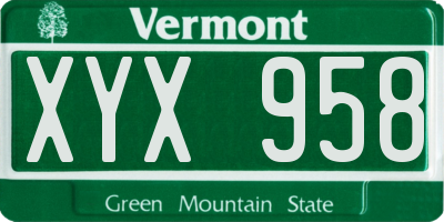 VT license plate XYX958