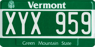 VT license plate XYX959