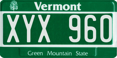VT license plate XYX960