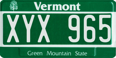 VT license plate XYX965