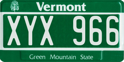 VT license plate XYX966