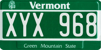 VT license plate XYX968