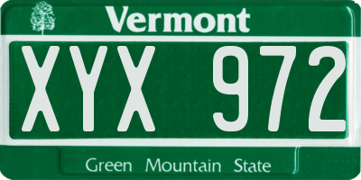 VT license plate XYX972