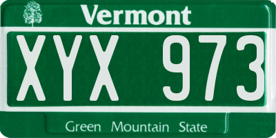 VT license plate XYX973
