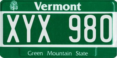 VT license plate XYX980