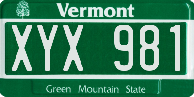 VT license plate XYX981