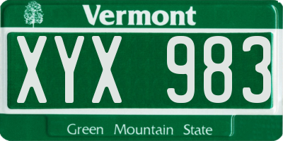 VT license plate XYX983