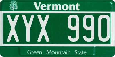 VT license plate XYX990