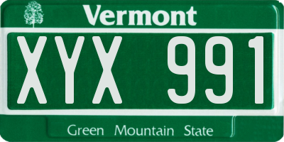 VT license plate XYX991