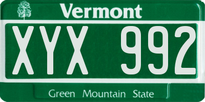 VT license plate XYX992