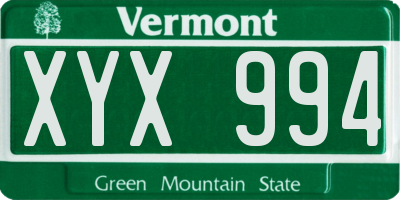 VT license plate XYX994