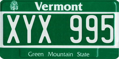 VT license plate XYX995