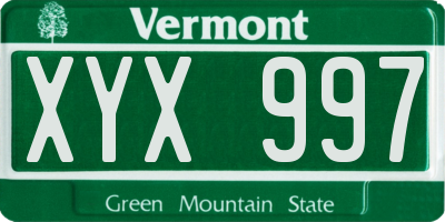 VT license plate XYX997
